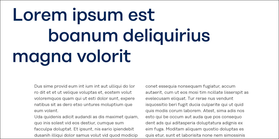 Headline/Lead Koenig & Bauer H Medium font size: 42 pt, 36 pt 30pt, 24 pt line spacing: 115% character spacing: -10 kerning: optical font colour: Koenig & Bauer Blue