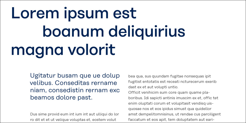 Introductory text Koenig & Bauer T Book font size: 16.8 pt or 14.4 pt line spacing: 115%, character spacing: 0 kerning: metric font colour: Koenig & Bauer Blue