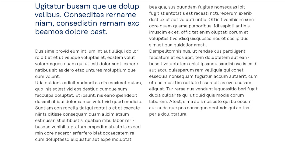 Body copy Koenig & Bauer T Light font size: 8.5 pt line spacing: 12.25 pt character spacing: +15 kerning: metric font colour: Black