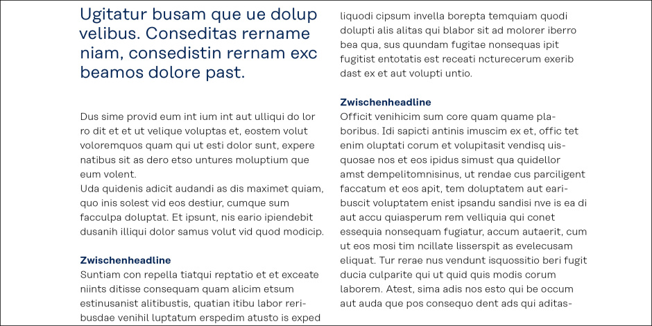 Intermediate headlines Koenig & Bauer T SemiBold font size: 8.5 pt line spacing: 12.25 pt character spacing: +15 kerning: metric font colour: Koenig & Bauer Blue